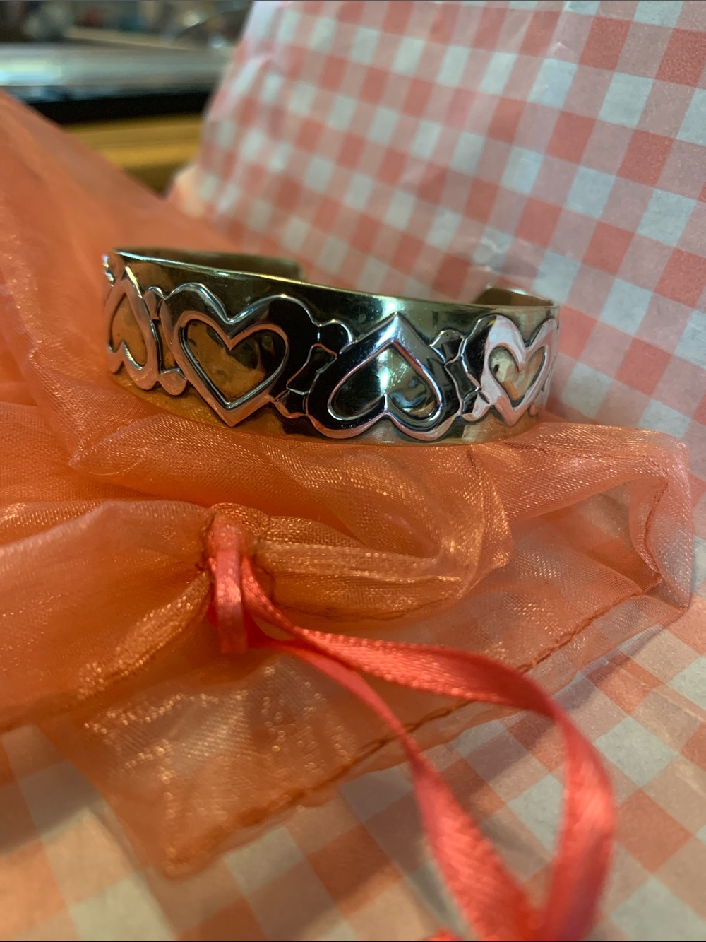 Jeep collins silver and brass heart cuff bracelet - Picture 5 of 13